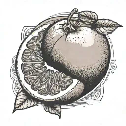 grapefruit in a square tattoo design idea