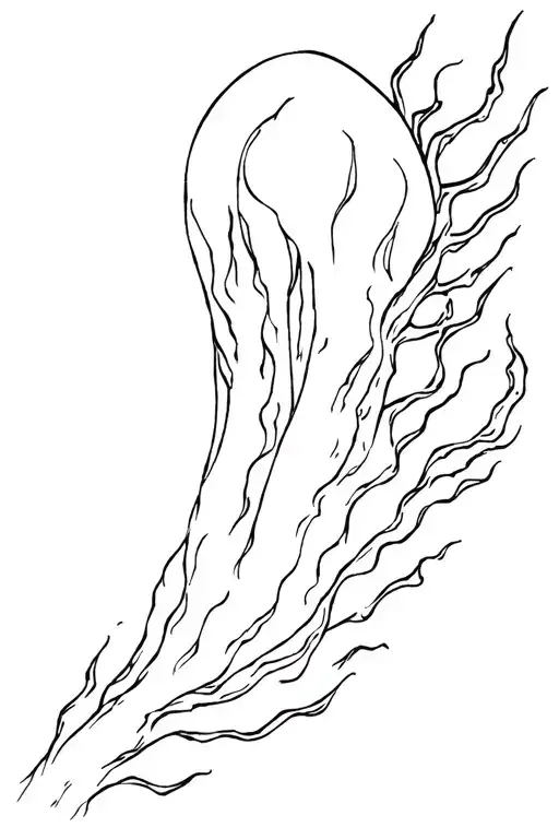 Vertical Tattoo Design Prompt (7-Inch, Outer Triceps)Inspired by Ghost of TsushimaMood: Bold, spiritual, haunting yet tattoo design idea