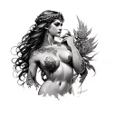 Athena naked body big boobs tattoo design idea