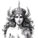 Athena naked body big boobs tattoo design idea