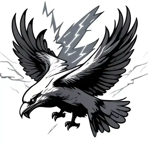 thunderbird flying with lightning bolts tattoo design idea
