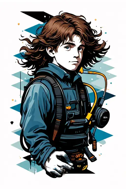 A boy with long, brown hair who repairs scuba diving and sofas. tattoo design idea