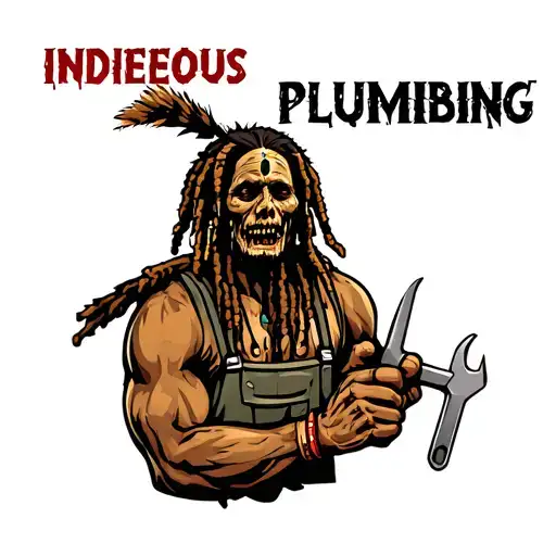 "Indigenous Plumbing " dreadlock Native American plumber holding a wrench tattoo design idea