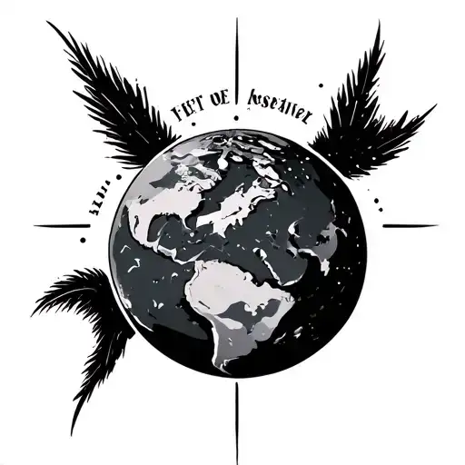 flat earth globe tattoo design idea