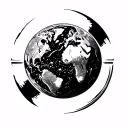 flat earth globe tattoo design idea