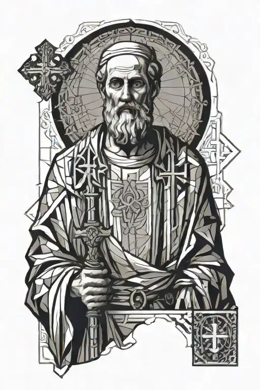 saint peter with cross background tattoo design idea