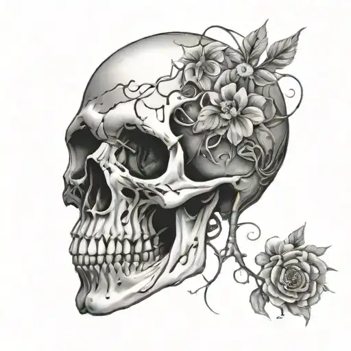 skull and bio organical ripping tattoo design idea