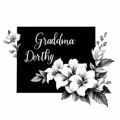 Memorial for grandma named Dorothy wrapped in gardenias  tattoo design idea
