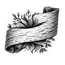 writing scroll made out of tree bark  tattoo design idea