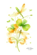 4 leaf clover with dragonflies pain hatred grief tattoo design idea