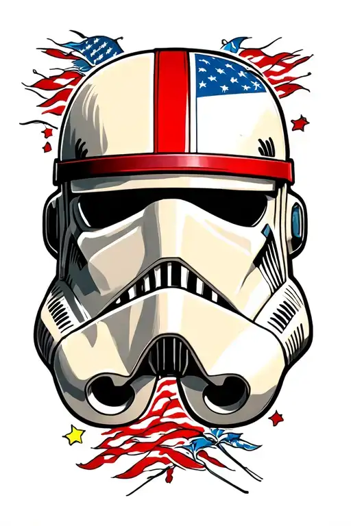 stormtrooper helmet hanging tattoo design idea