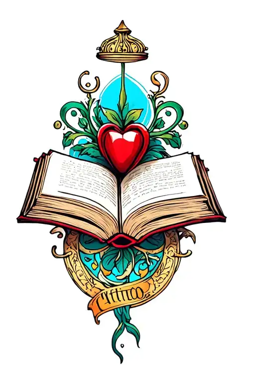 open book open in front tattoo design idea