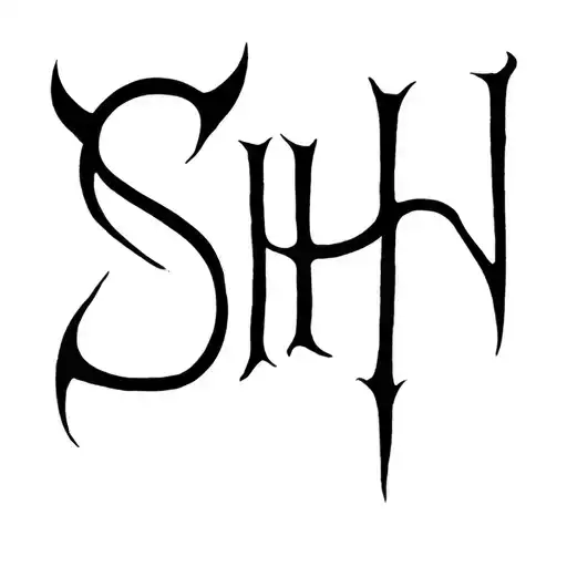 word 'SH' aggresive devil tattoo design idea