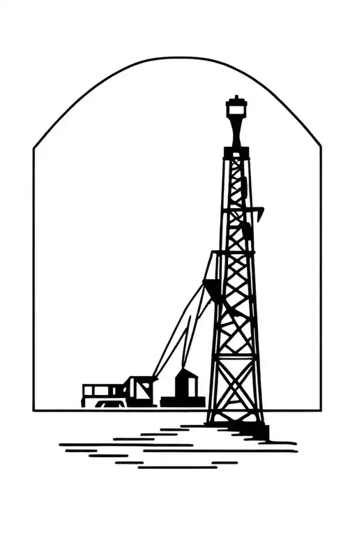 drilling rig and civil engineering tattoo design idea
