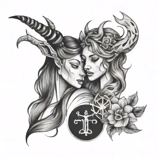 matching best friend tattoo, virgo and taurus zodiac sign tattoo design idea
