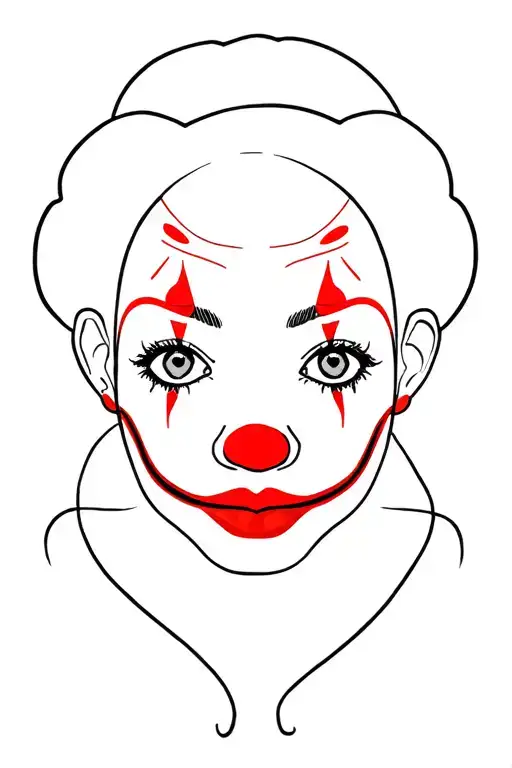 clown girl face tattoo design idea