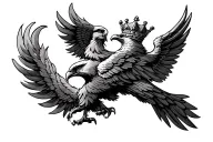 double headed eagle with crown tattoo design idea