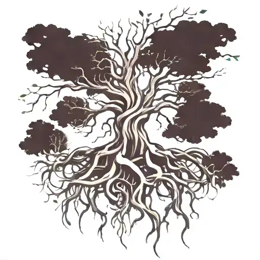 long skinny tree roots tattoo design idea