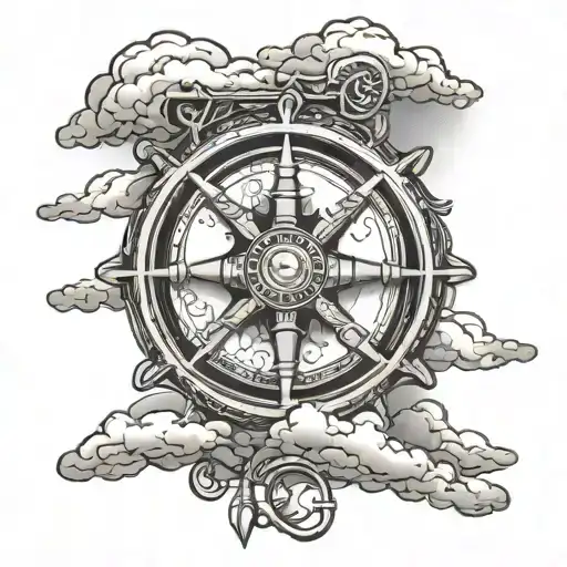the wheel of the gypsys and the verse 1 John 1:7 and clouds tattoo design idea