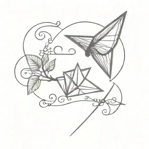 paper plane and vine tattoo tattoo design idea