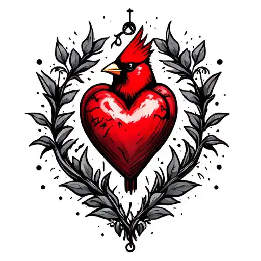 "I carry your heart with carry " red cardinal  tattoo design idea