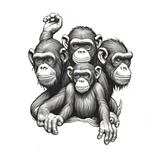 chimp family tattoo design idea