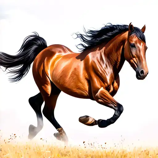 buckskin horse galloping through a field tattoo design idea