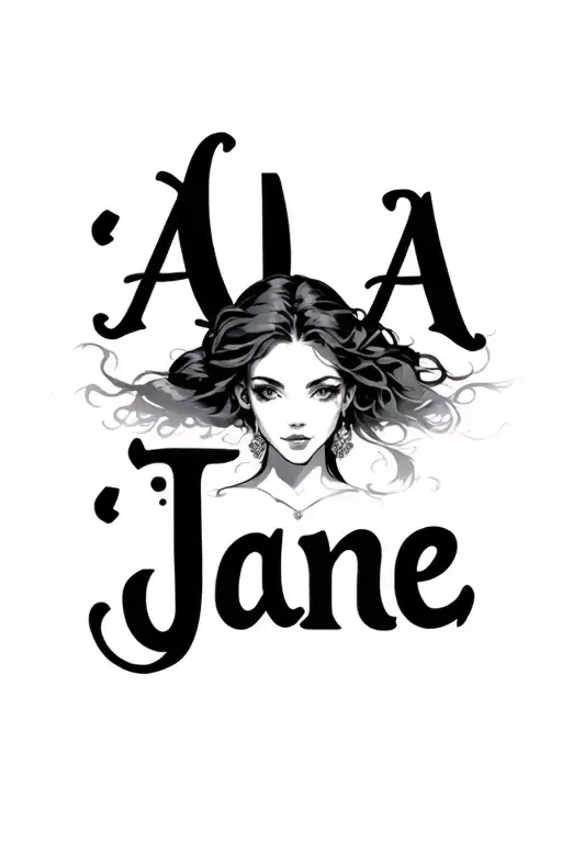 "ADA" I "Jane" "ADA" I "Jane" "ADA" I "Jane" Name Written tattoo design idea