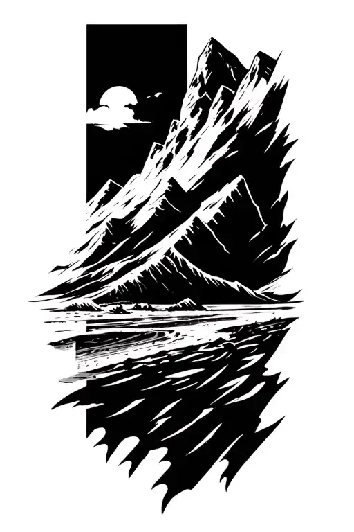 mountains, beach,, exploring, tattoo design idea