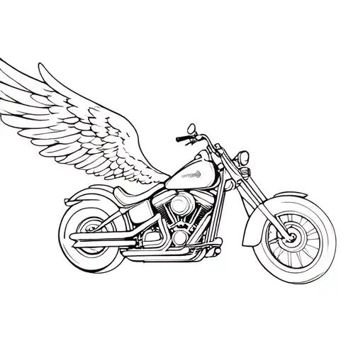 softtail Harley Davidson motorcycle with angel wings tattoo design idea