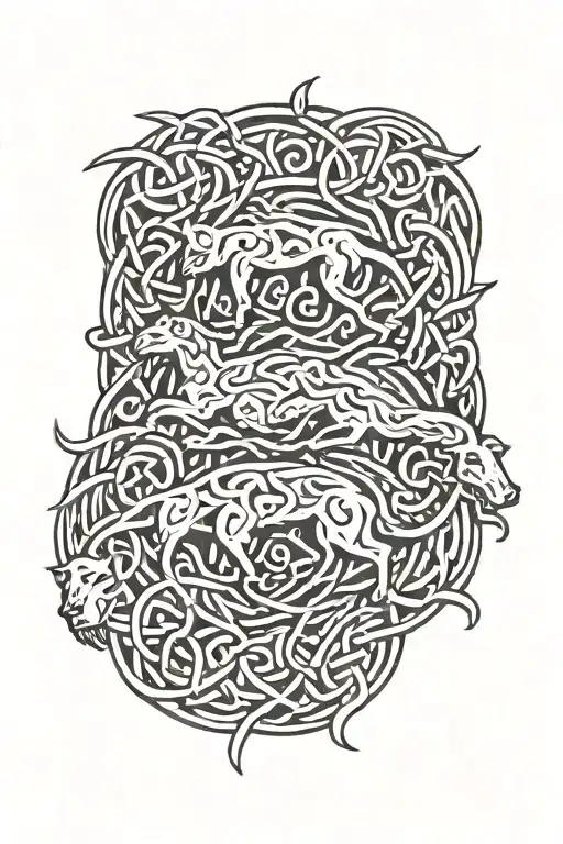 celtic hounds symbol intertwined tattoo design idea