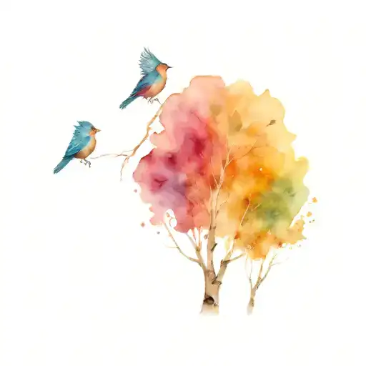 Aspen tree with 2 birds sitting tattoo design idea