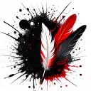 feather quill pen writing on a white scroll document paper manuscript with no color to the paper tattoo design idea