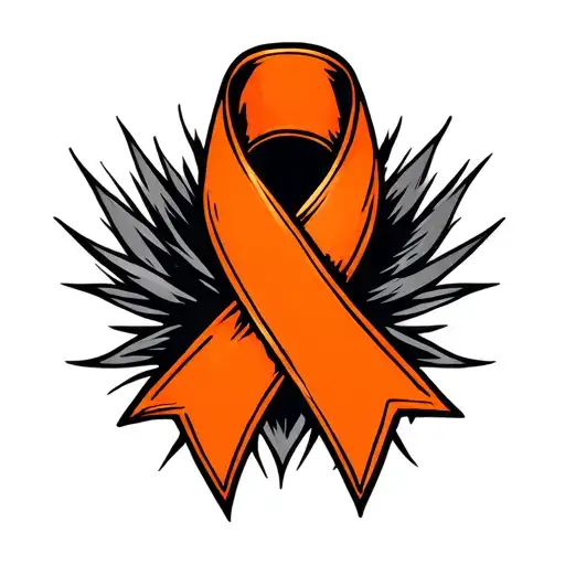 orange cancer ribbon wrapped together tattoo design idea