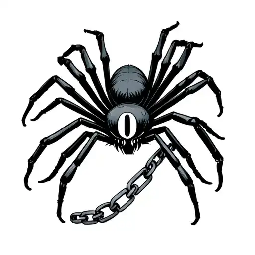 black spider with a 0 on its abdomen and a chain wrapped tattoo design idea