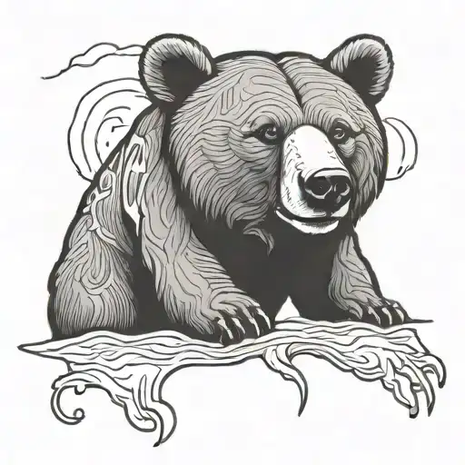 Memphis and California bear looking tattoo design idea