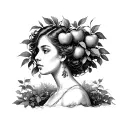 stamp post with a realistic apple tree for woman tattoo design idea