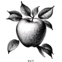 stamp post with a realistic apple tree for woman tattoo design idea