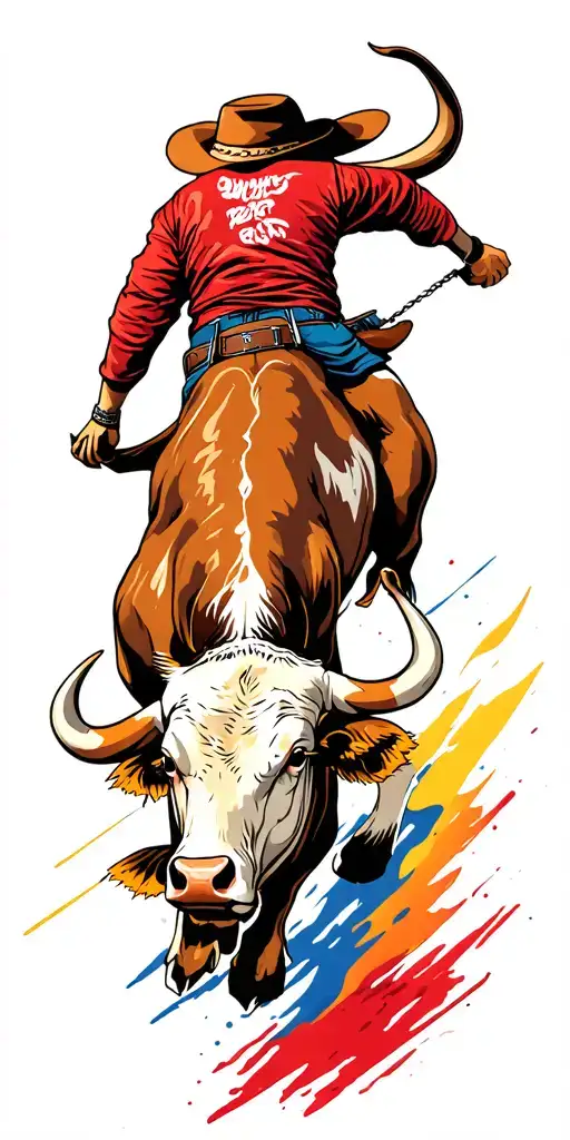 bull riding tattoo design idea