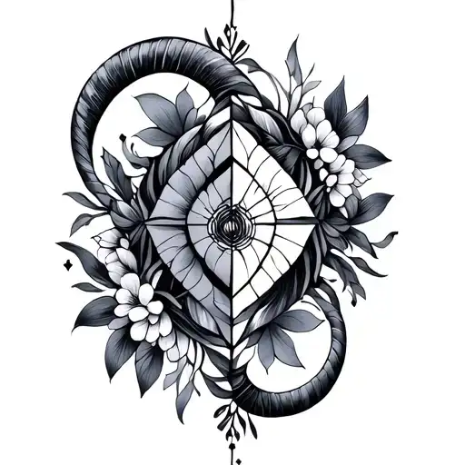capricorn cancer pisces libra geometric floral with tattoo design idea