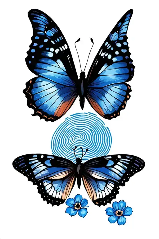 Butterflies and fingerprint tattoo design idea