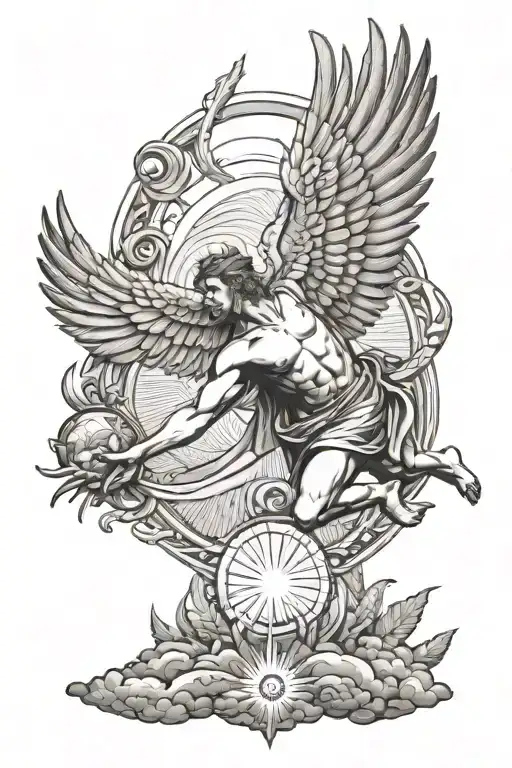icarus falling from the sun tattoo design idea