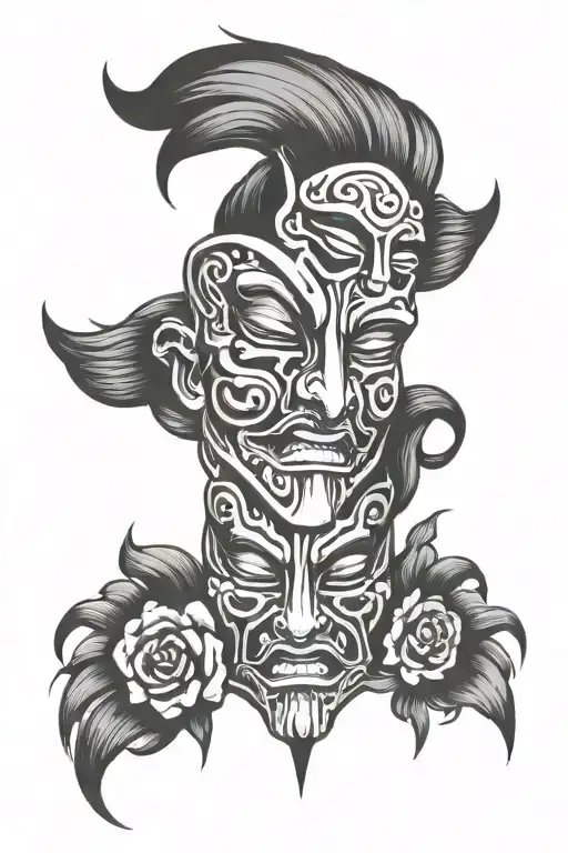 Happy Sad omni mask tattoo design idea