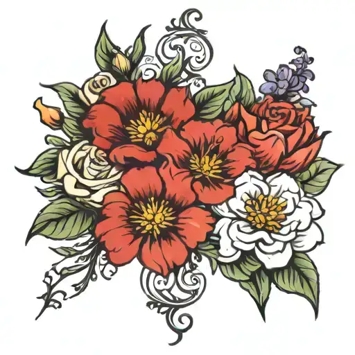 flowers with signatures in the stem   tattoo design idea
