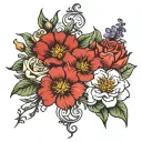 flowers with signatures in the stem   tattoo design idea