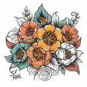 flowers with signatures in the stem   tattoo design idea