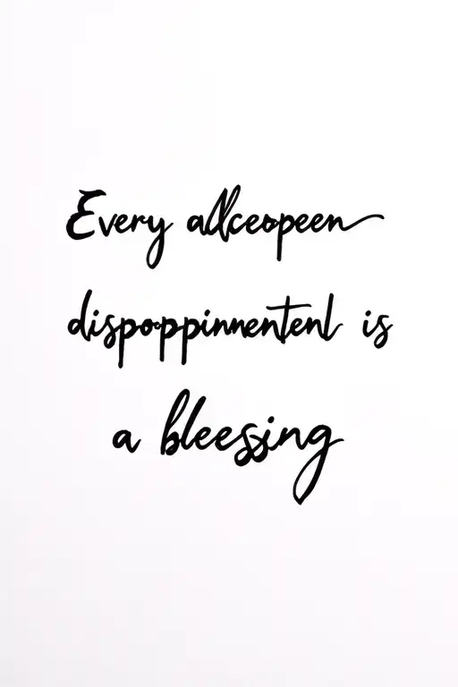 "Every disappointment is a blessing" words tattoo design idea