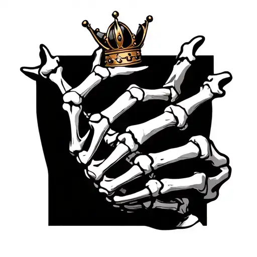 Skeleton hand tattoo with crown tattoo design idea
