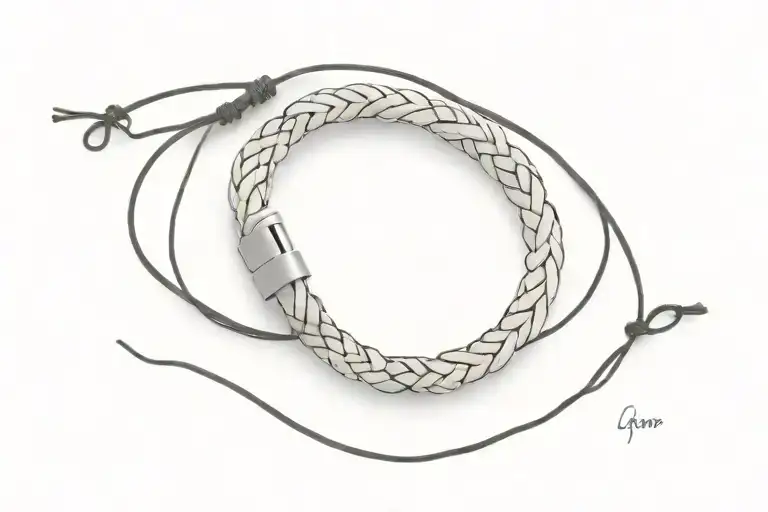 braided leather bracelet tattoo design idea