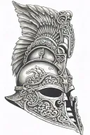 gladiator helmet adorned with symbols tattoo design idea